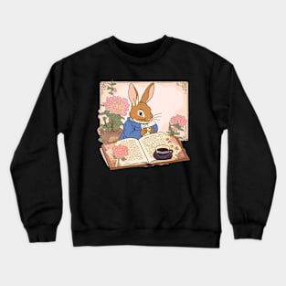 Read a Book with Coffee and Flemish Giant Rabbit Bunny Crewneck Sweatshirt